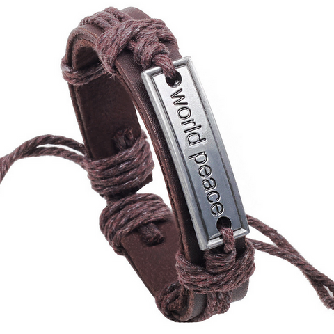 World Peace Leather Bracelet