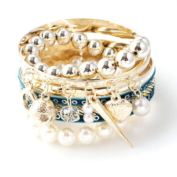 Multilayer Pearl & Coins Bracelet