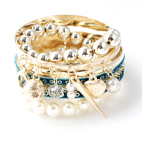 Multilayer Pearl & Coins Bracelet