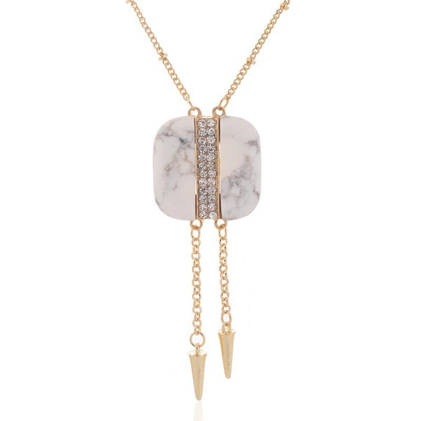 Rivet Charm with Marble Pendant Necklace