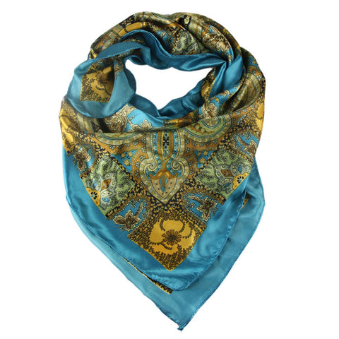 Mystique Blue Printed Silk Scarf