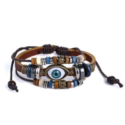 Evil Eye Leather Bracelet