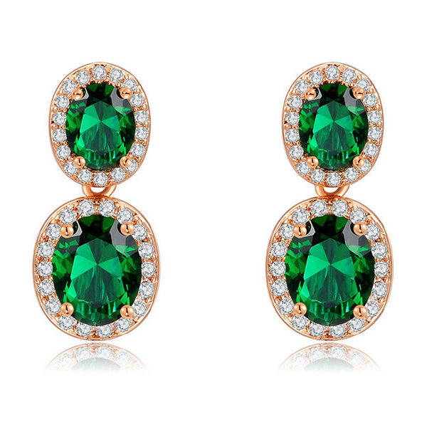 Round Emerald Princess Earrings