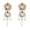 Hanging Pearls Floral Earrings