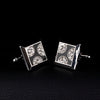 Black Enamel Square Rhinestone Cufflinks