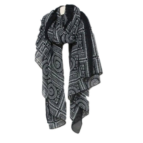 Retro Swirl Print Scarf