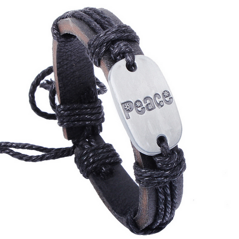 Peace Leather Bracelet