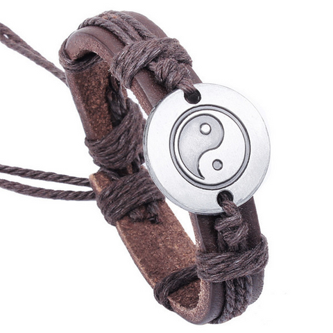 Yin and Yang Leather Bracelet