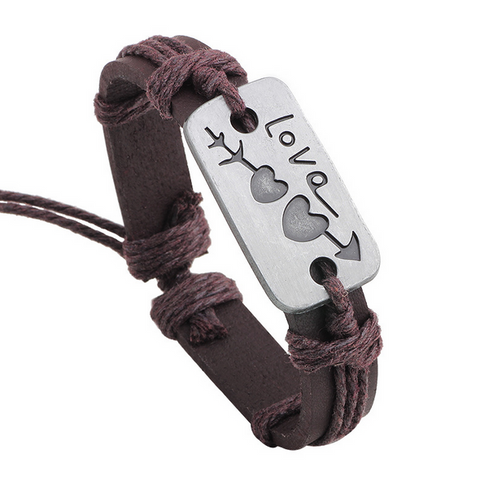 Love Arrow Heart Leather Bracelet