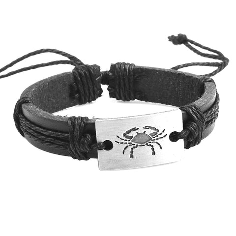 Zodiac Sign Leather Bracelet